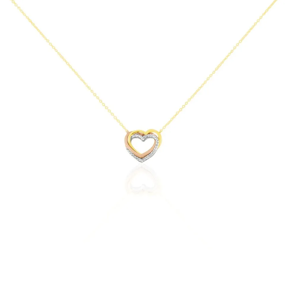 Collier Anthime Or Tricolore Oxydes De Zirconium