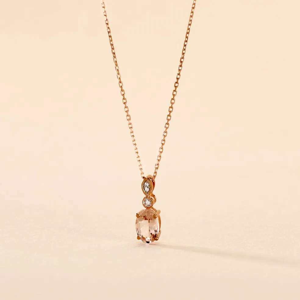 Collier Antonia Or Rose Morganite Et Oxyde De Zirconium