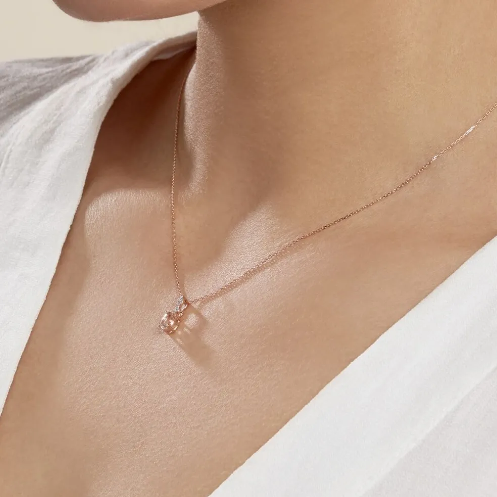Collier Antonia Or Rose Morganite Et Oxyde De Zirconium