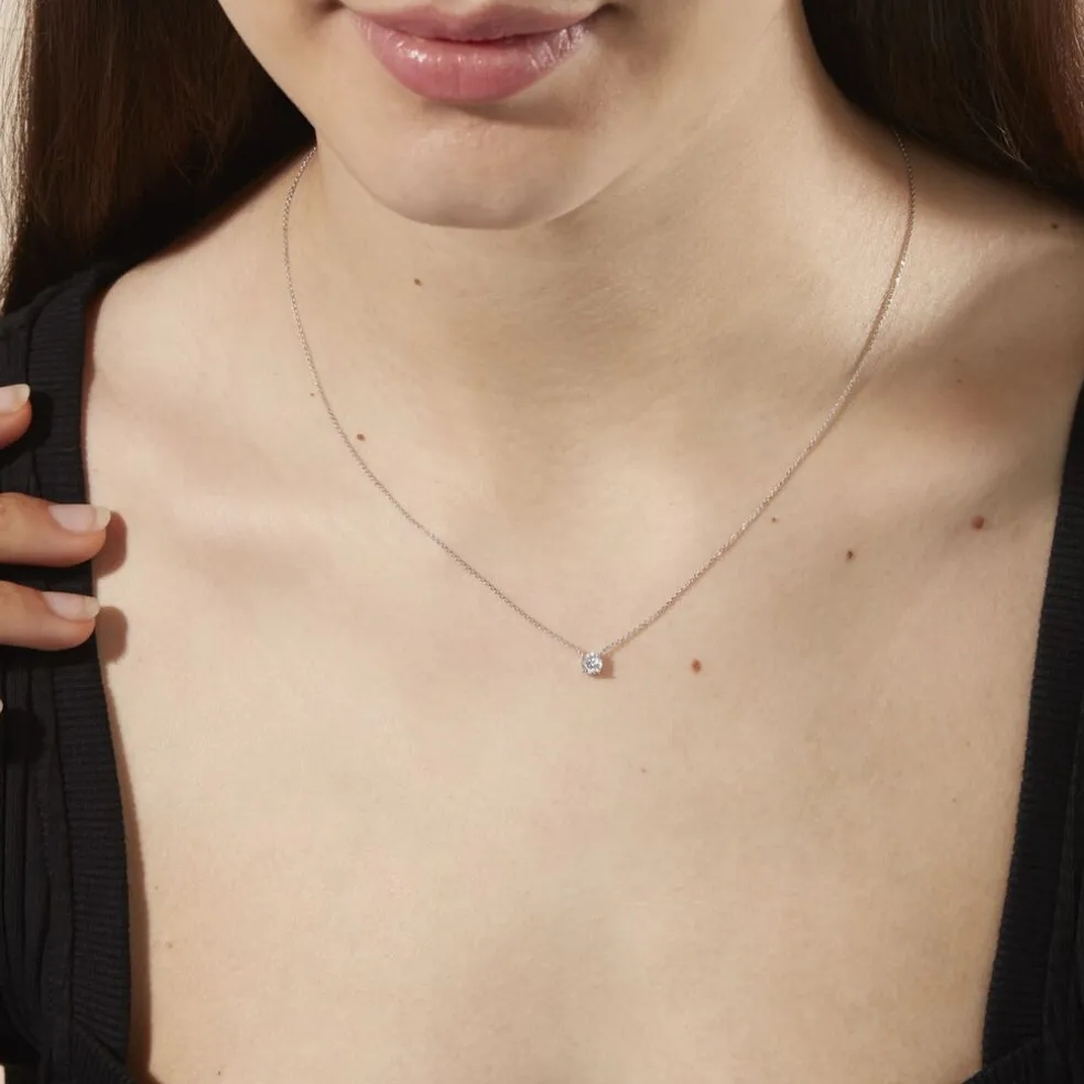 Collier Aphrodite Or Blanc Diamant Synthetique