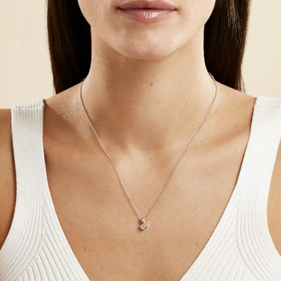 Collier April Argent Blanc Oxyde De Zirconium