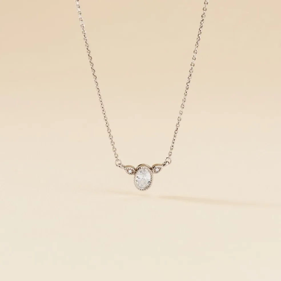 Collier Argent Blanc Afonso Oxyde De Zirconium