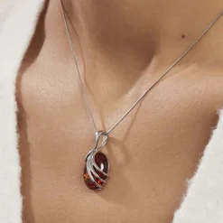 Collier Argent Blanc Aleina Ambre