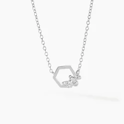 Collier Argent Blanc Bee Good Oxyde De Zirconium