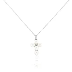Collier Argent Blanc Burt Perles De Culture Oxydes De Zirconium