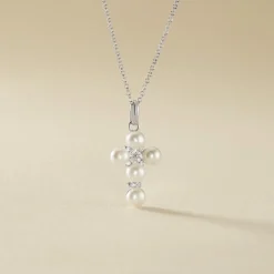 Collier Argent Blanc Burt Perles De Culture Oxydes De Zirconium