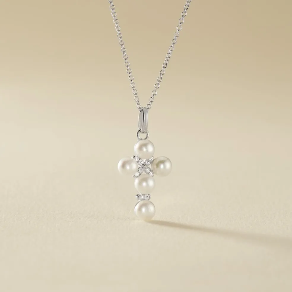 Collier Argent Blanc Burt Perles De Culture Oxydes De Zirconium