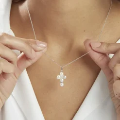 Collier Argent Blanc Burt Perles De Culture Oxydes De Zirconium