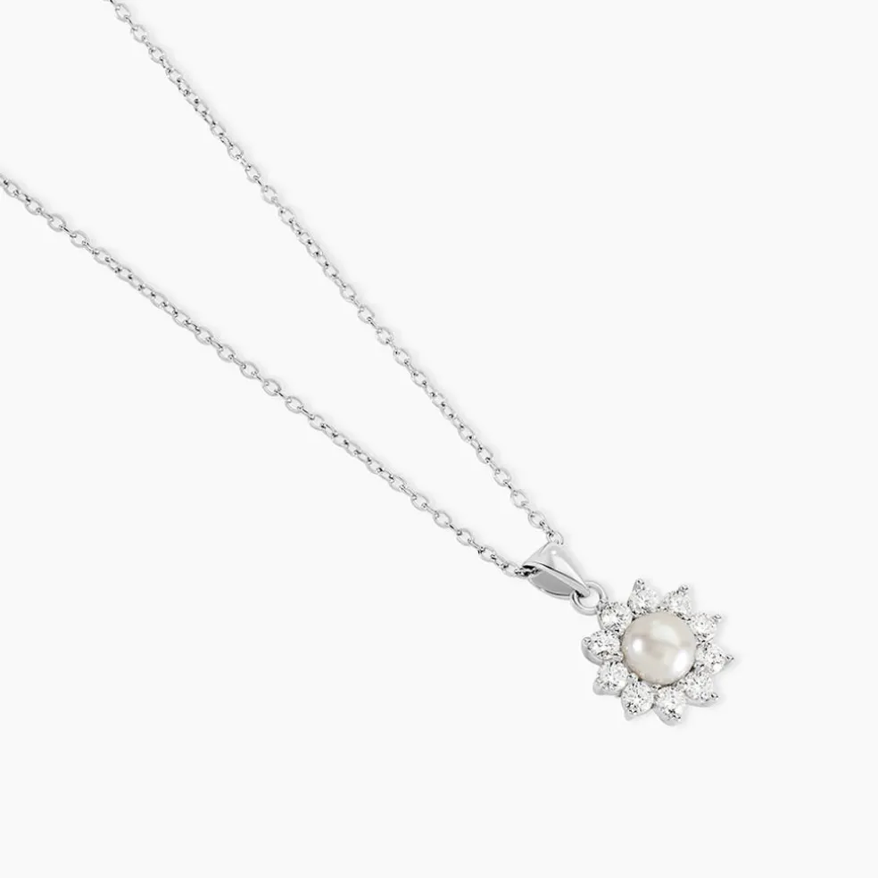 Collier Argent Blanc Cheri Perle De Culture Oxydes De Zirconium