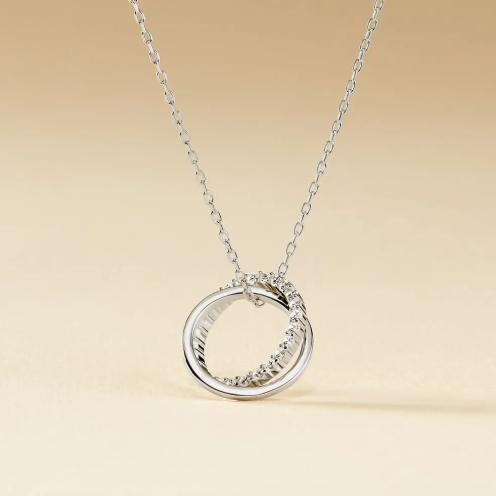 Collier Argent Blanc Circus Oxyde De Zirconium Maille
