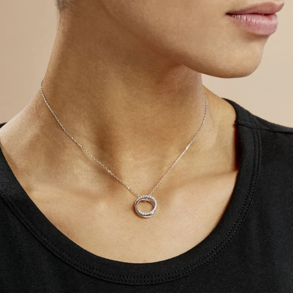 Collier Argent Blanc Circus Oxyde De Zirconium Maille