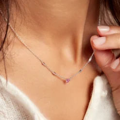 Collier Argent Blanc Declaration Oxyde De Zirconium