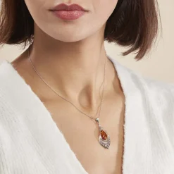 Collier Argent Blanc Doralyn Ambre