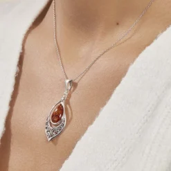 Collier Argent Blanc Doralyn Ambre