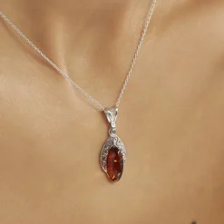 Collier Argent Blanc Enya Ambre