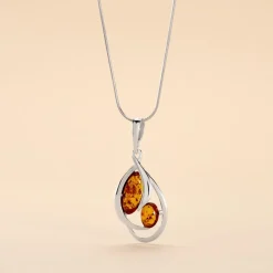 Collier Argent Blanc Hailey Ambre