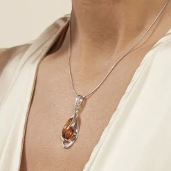 Collier Argent Blanc Hailey Ambre