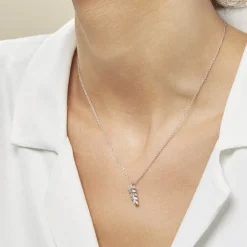 Collier Argent Blanc Jade Oxydes De Zirconium