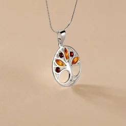 Collier Argent Blanc Odaya Ambre