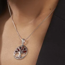 Collier Argent Blanc Odaya Ambre