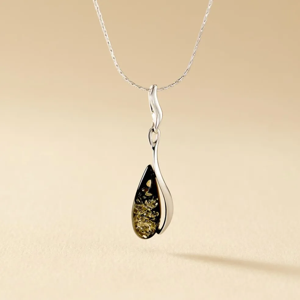 Collier Argent Blanc Odilon Ambre