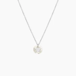 Collier Argent Blanc Pierine Nacre