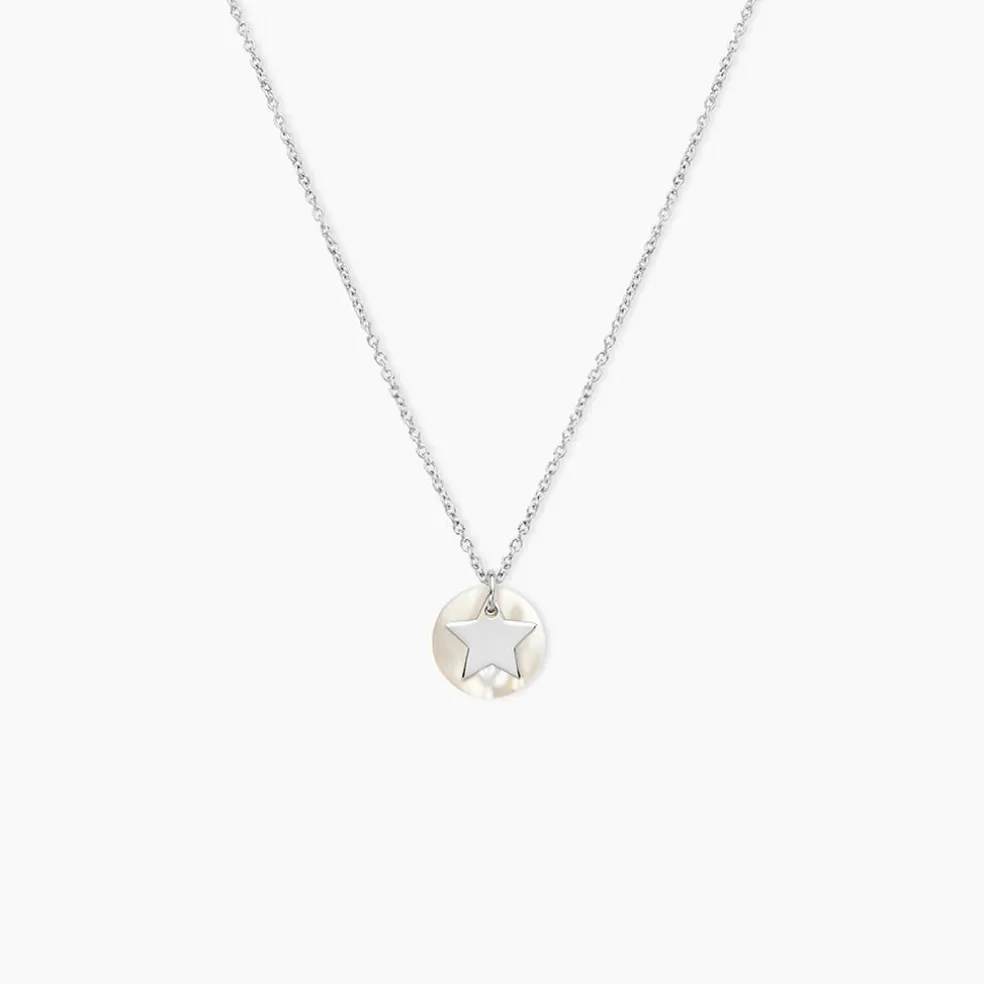 Collier Argent Blanc Pierine Nacre