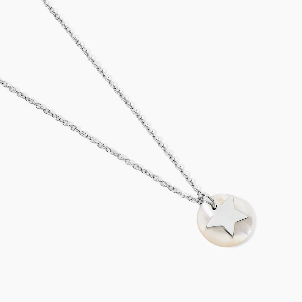 Collier Argent Blanc Pierine Nacre