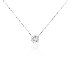 Collier Argent Blanc Turin Oxydes De Zirconium
