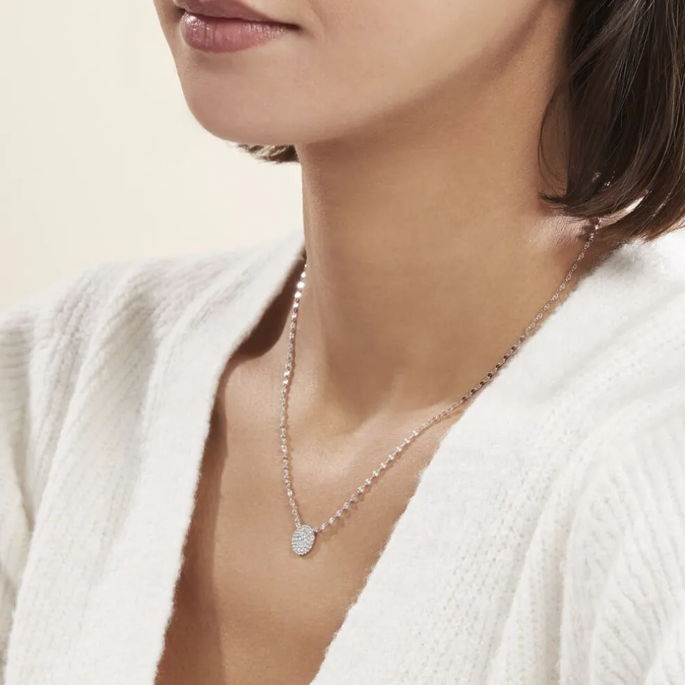 Collier Argent Blanc Turin Oxydes De Zirconium