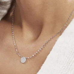 Collier Argent Blanc Turin Oxydes De Zirconium