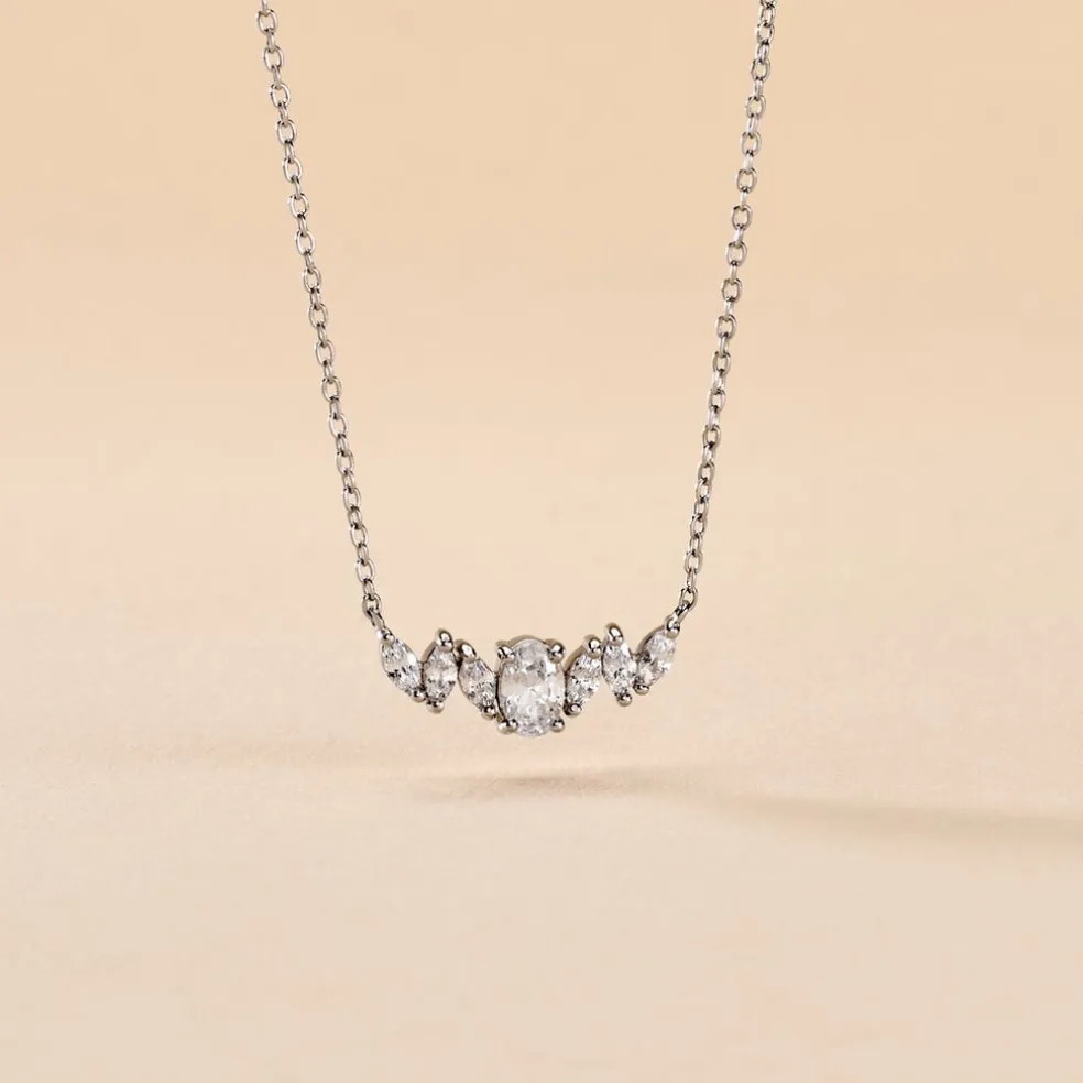 Collier Argent Blanc Winter Sweetness Oxyde De Zirconium