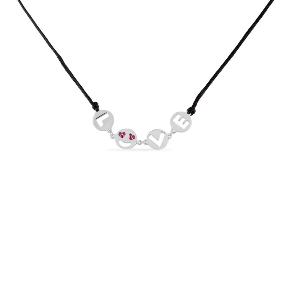 Collier Argent Dustin Cordon Pastilles Oxyde
