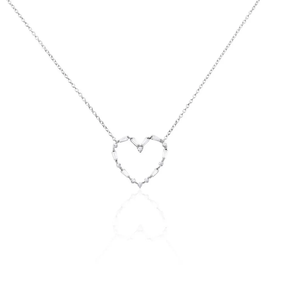 Collier Argent Gaucher Oxydes De Zirconium