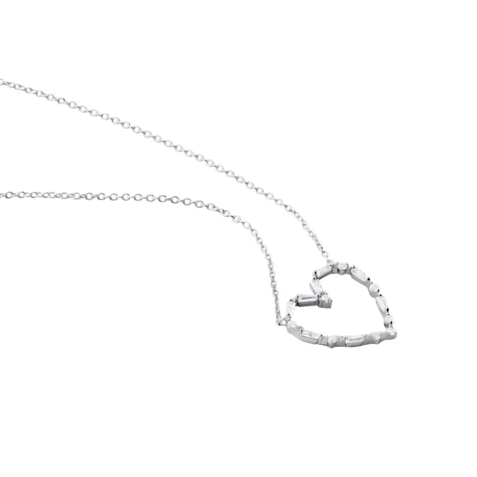 Collier Argent Gaucher Oxydes De Zirconium