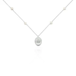 Collier Argent Glad Perles De Culture Nacre Oxydes De Zirconium