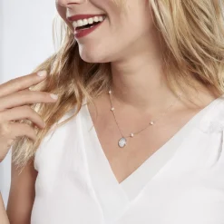 Collier Argent Glad Perles De Culture Nacre Oxydes De Zirconium