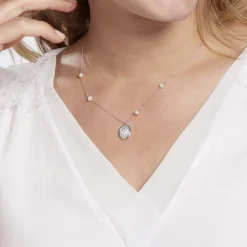 Collier Argent Glad Perles De Culture Nacre Oxydes De Zirconium