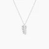 Collier Argent Jade Feuille Oxyde