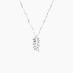 Collier Argent Jade Feuille Oxyde