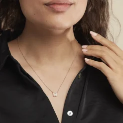 Collier Argent Rose Anne-lise Oxyde De Zirconium