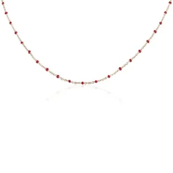 Collier Argent Rose Polka