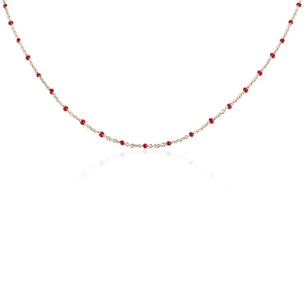 Collier Argent Rose Polka