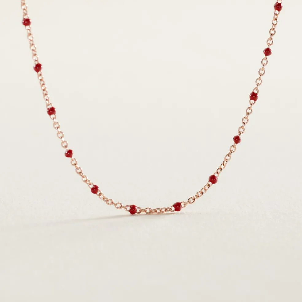 Collier Argent Rose Polka