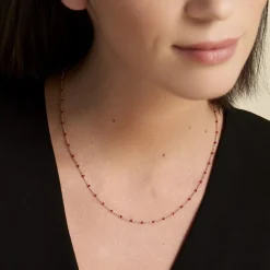 Collier Argent Rose Polka