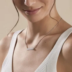 Collier Argent Rosule Oxydes De Zirconium