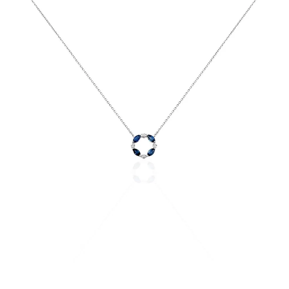 Collier Arlina Or Blanc Saphir Et Diamant