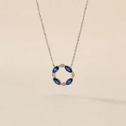 Collier Arlina Or Blanc Saphir Et Diamant