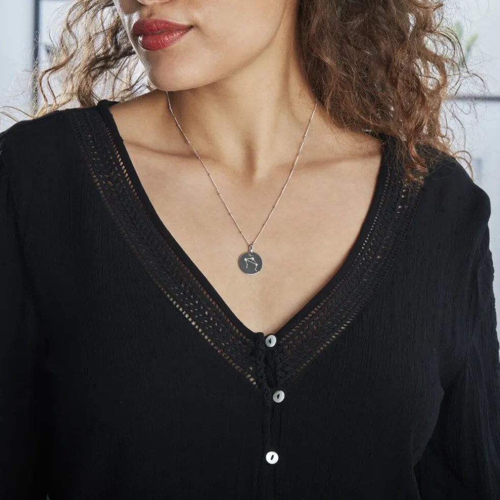 Collier Astr Argent Oxydes De Zirconium