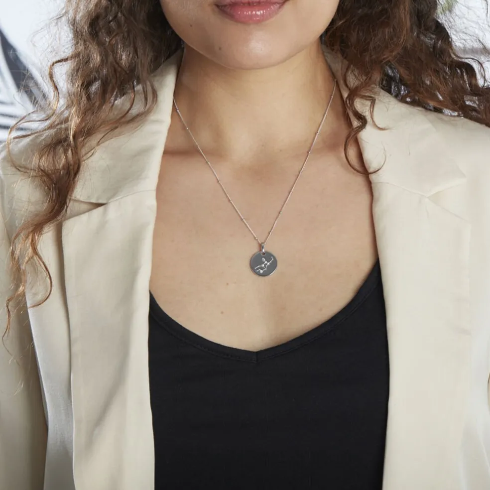 Collier Astr Argent Oxydes De Zirconium